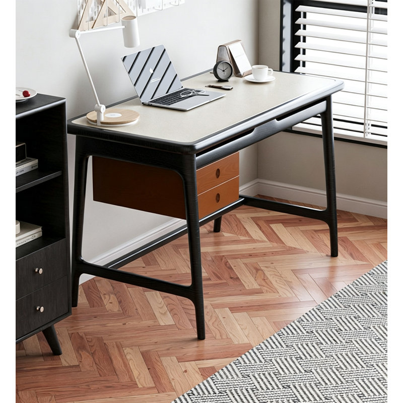 Bureau d'ordinateur pour bureau à domicile avec tiroirs de couleur contrastante, H 29,53 po x l 62,99 po x P 19,69 po