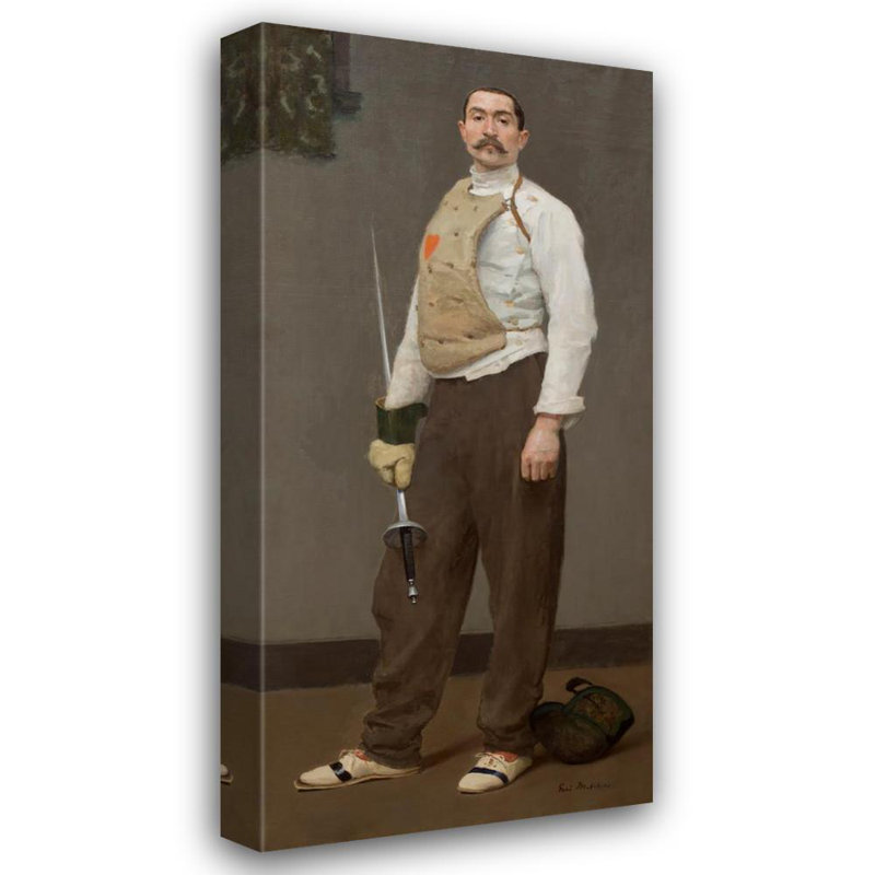 "Le maître de l'escrime" par Gari Melchers - Toile tendue avec châssis, H 24 po x l 17 po