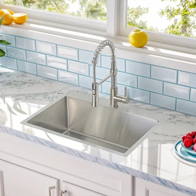 22X18 Inch Brushed Nickel Small Drop In Handmade Stainless Steel Wet Kitchen Bar Sink With Strainer