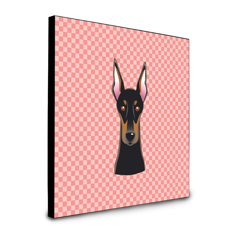 Panneau mural d’art Dungorbery, Rose, Doberman noir / rose