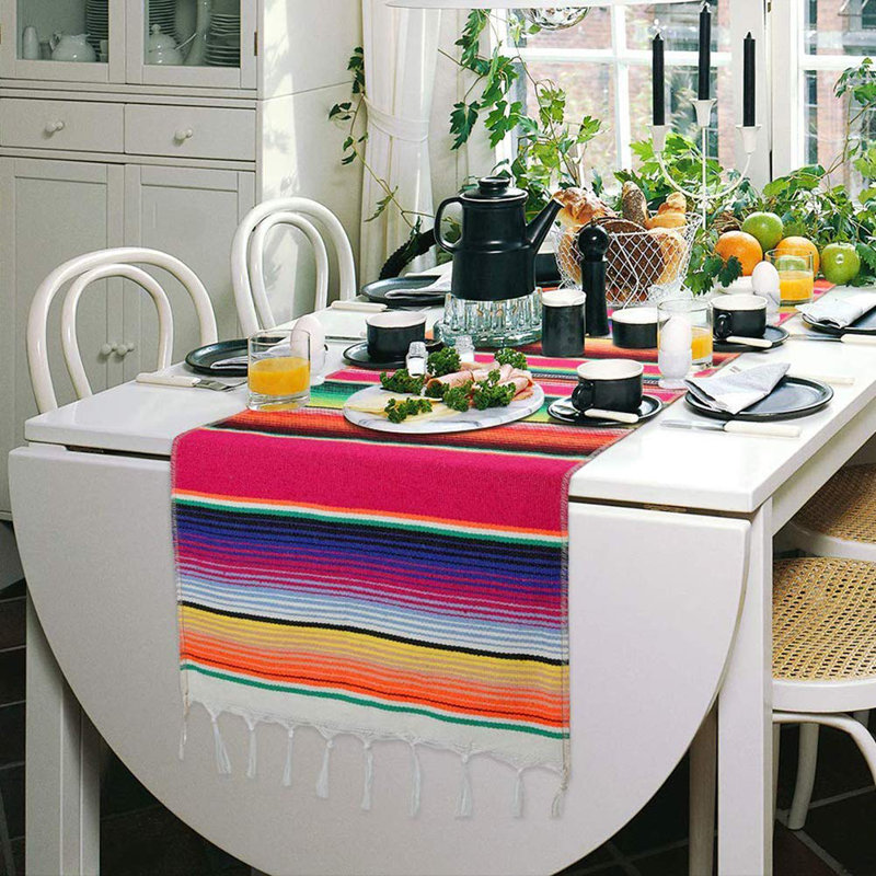 Agilbert Striped 100% Cotton Wedding Table Runner, Pink