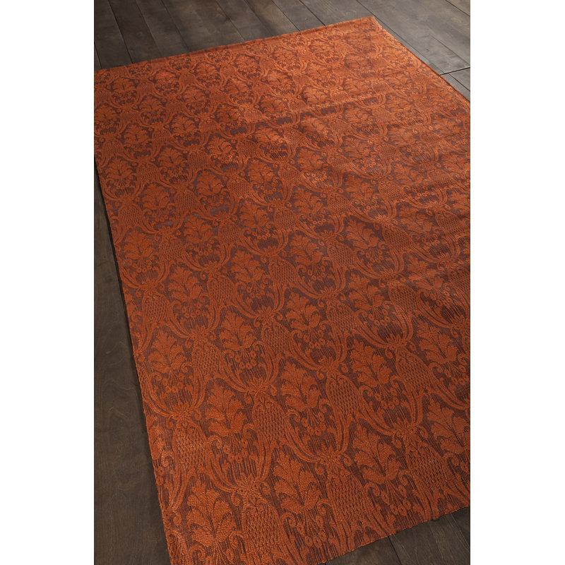 Tapis en laine à motif rouille Vaishali, Rectangle 5 pi x 7 pi 6 po