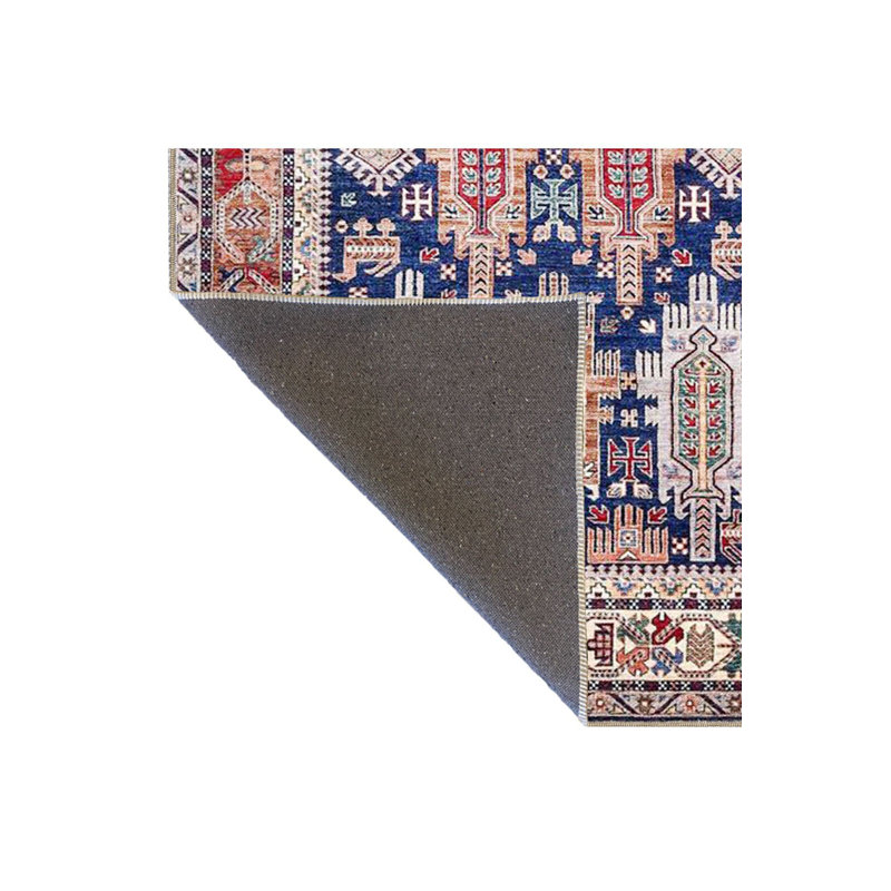 Tapis bleu tissé lavable à la machine, Sous-tapis rectangulaire de 3 pi 3 po x 4 pi 11 po