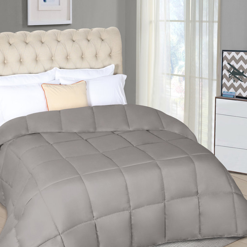 Édredon en duvet synthétique toutes saisons Grand Down - moelleux et hypoallergénique, Argent argent, Édredon double