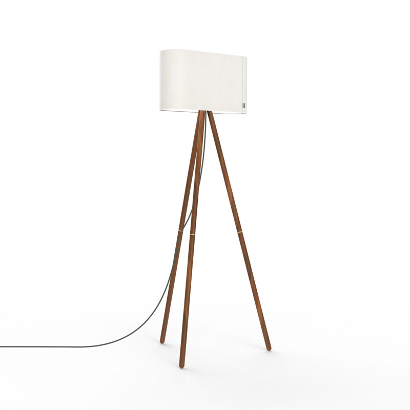Lampe trépied Belmont, Blanc, Noyer