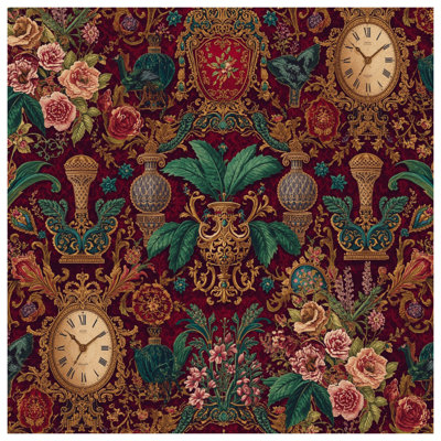 Ornate Floral Clocks Wall Tapestry - Clocks Wall Decor