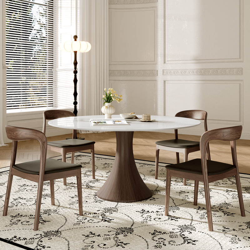 Ensemble de table de salle à manger Stone Stone, Neige, H 29,52 po x l 59,05 po x P 59,05 po, 5