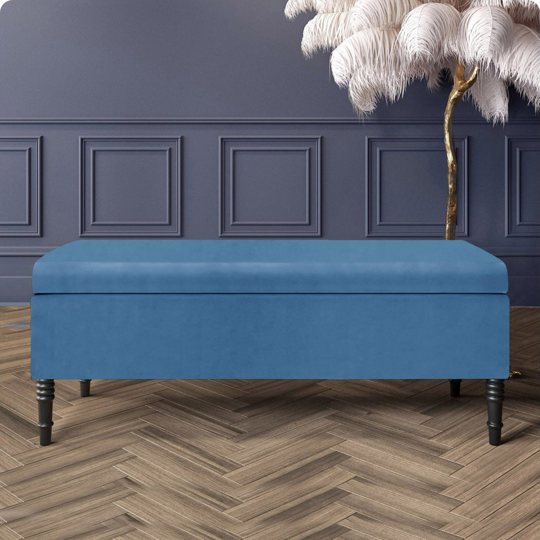 Paris Plain Ottoman Storage Bench - Plush Velvet Shoe Bench - Upholstered Footstool with Storage