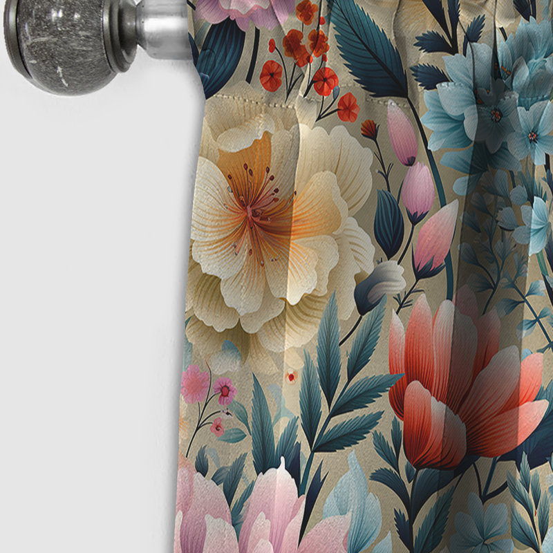 Motif botanique pastel arc-en-ciel - Rideau floral - Rideau occultant floral - 1 panneau, L 52 po x L 63 po
