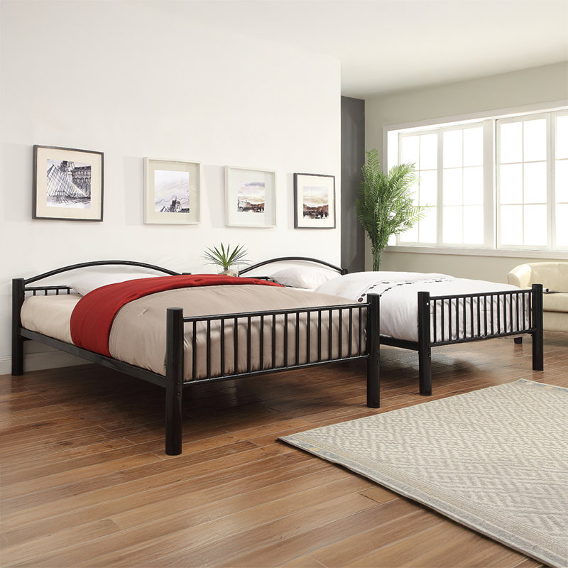 Henkel Kids Twin Over Full Bunk Bed, Black,  Full over Full