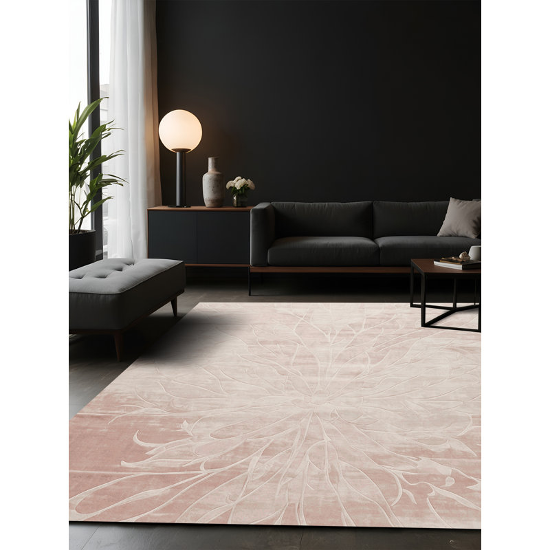 Tapis beige soyeux et moelleux, Rectangle 8 pi x 10 pi