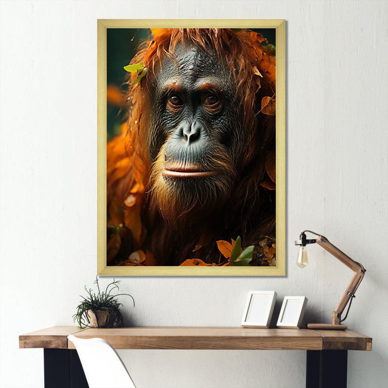 «Apes Portrait Impressionist Jungles», reproduction sur toile, H 40 po x l 30 po, Cadre photo noir