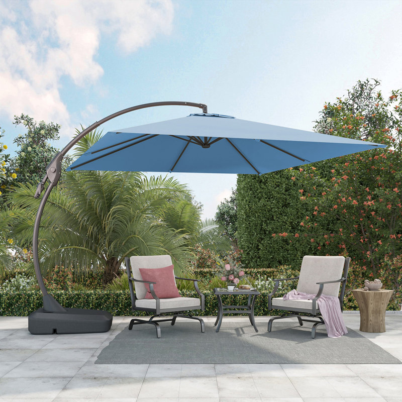 Desiree 9'10" Square Cantilever Sunbrella Umbrella, Canvas Sapphire Blue