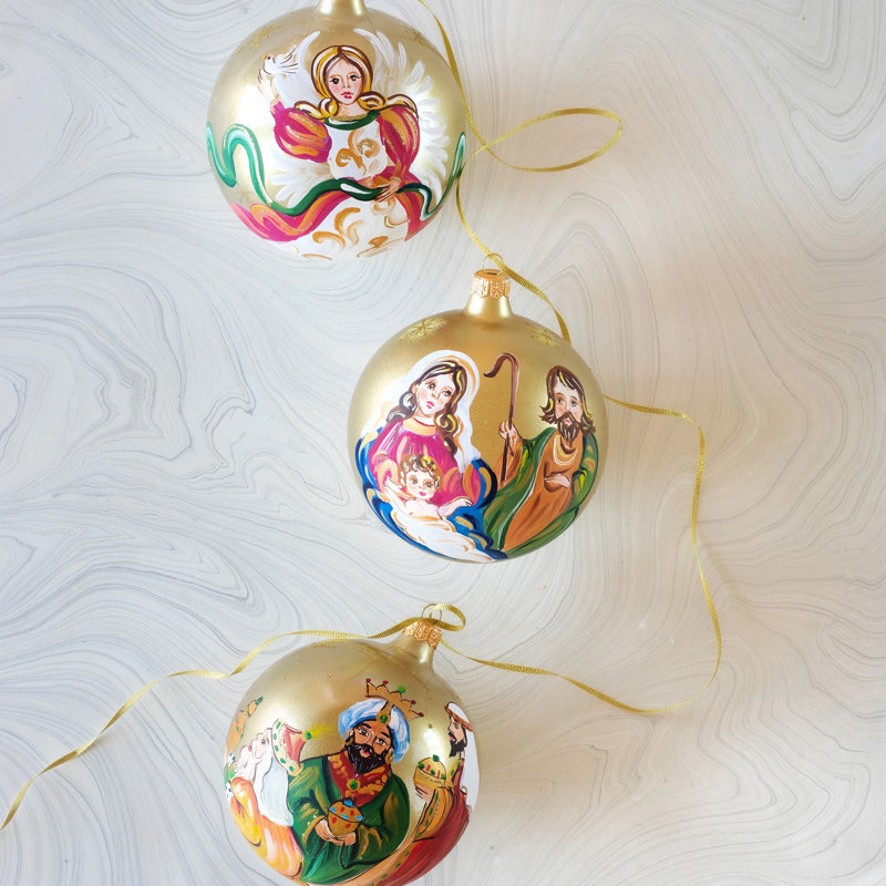 ORNAMENTS 5'' Handmade Glass Nativity Ornament