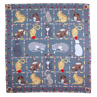Tiponya Blue Standard Cotton Reversible Quilt