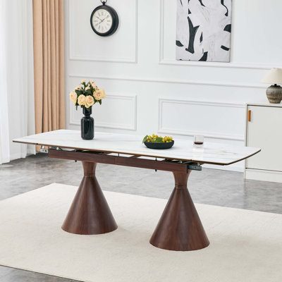Table de salle à manger moderne extensible en pierre pour des rassemblements flexibles