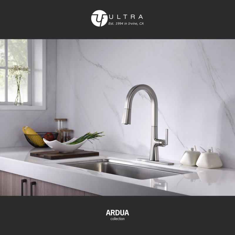 Ardua Collection High-Arc Single Handle Kitchen/Bar Faucet with 2-Function Pull-Down Spout Sprayer - Brushed Nickel