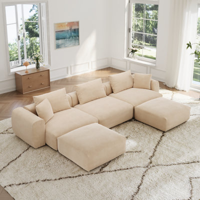 Oversized Upholstered Sectional Sofa Modern Modular Cloud Couch For Living Room Bedroom, Down Feather Cushions Deep Seat Sofa