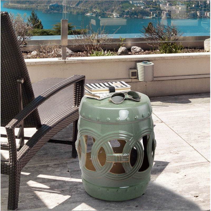 Tabouret de jardin en céramique 14 po x 17 po Outsunny