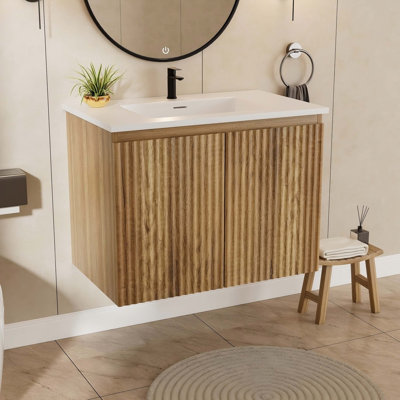 Armoire murale pliante avec lavabo en céramique, conception compacte pour salles de bain modernes, installation facile et fabrication durable