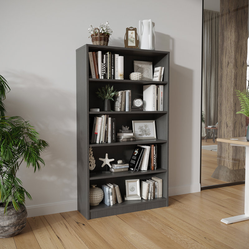 Latitude Run® Gibney Standard Bookcase, (5 Shelves) 59.84” H x 33.07” W x 11.61”D, Gray