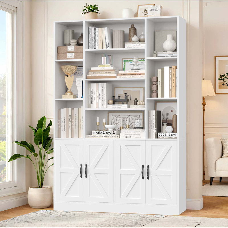 74.8'' H Storage Bookcase With 10 Open Shelves, White