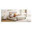 Grand lit plateforme tapissier en velours avec lit gigogne simple et tiroirs de rangement - beige