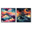 Multicolor Mystical Journey - Ensemble de 2 collages carrés abstraits-171579428-171579429