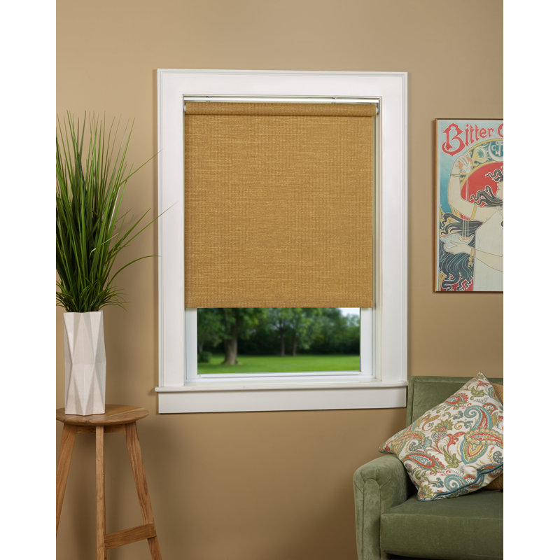 Almanzar Semi Sheer Paper Roll-Up Shade, Wicker, 35"W x 72"L