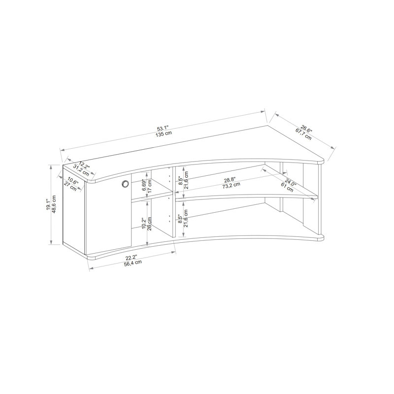 TV Stand with Shelves and Cabinet Dion, Atlantic Pine/Anthracite