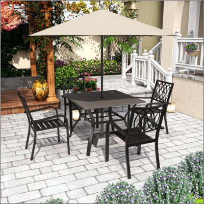 Chair 4 - Heavy-Duty Stacking Chair 350LB Capacity, Ergonomic Breathable Patio Chair - 30 Min Assembly, All-Weather Metal Frame For Indoor Outdoor Use, Picnic, BBQ, Party & Camping