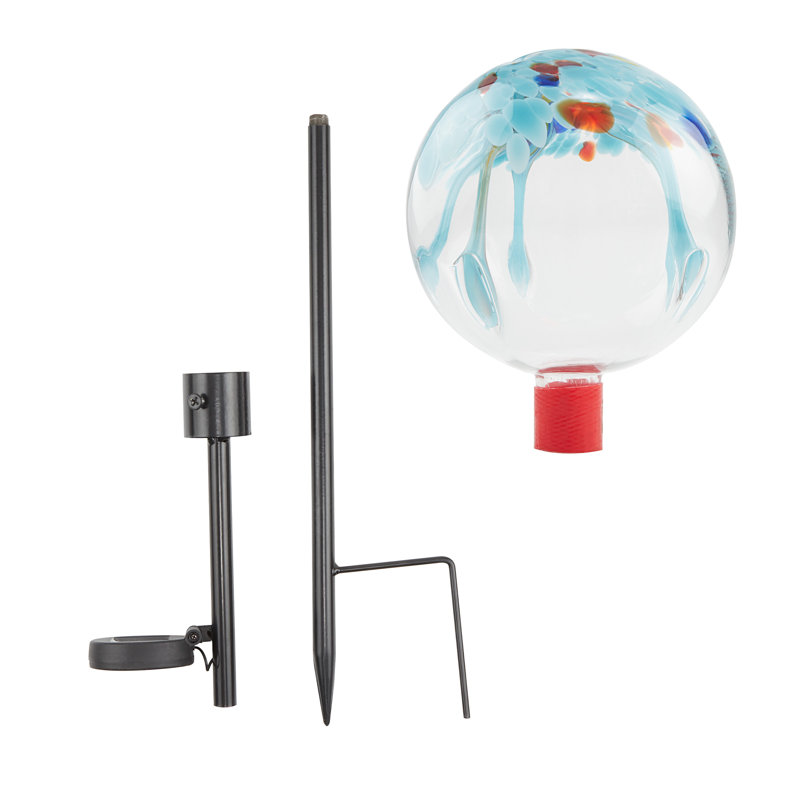 Dariann Weather Resistant Glass Abstract Gazing Ball, Blue