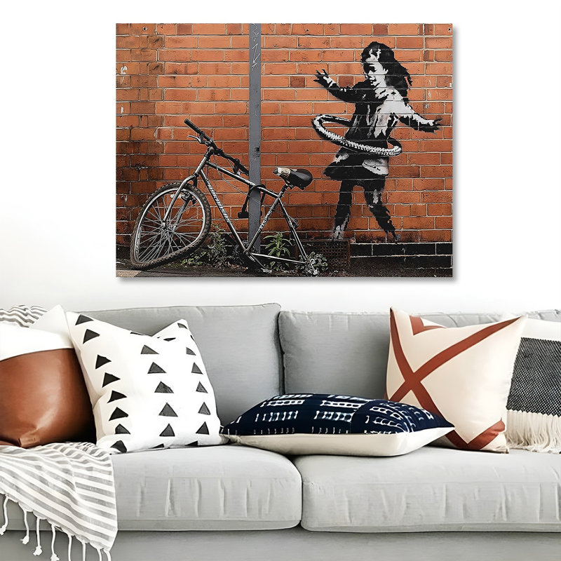 Superbe peinture décorative sur toile Banksy, 19,7 po x 27,6 po | 100% toile, cadre en bois | Impression numérique pour décoration intérieure moderne, unique et accrocheuse