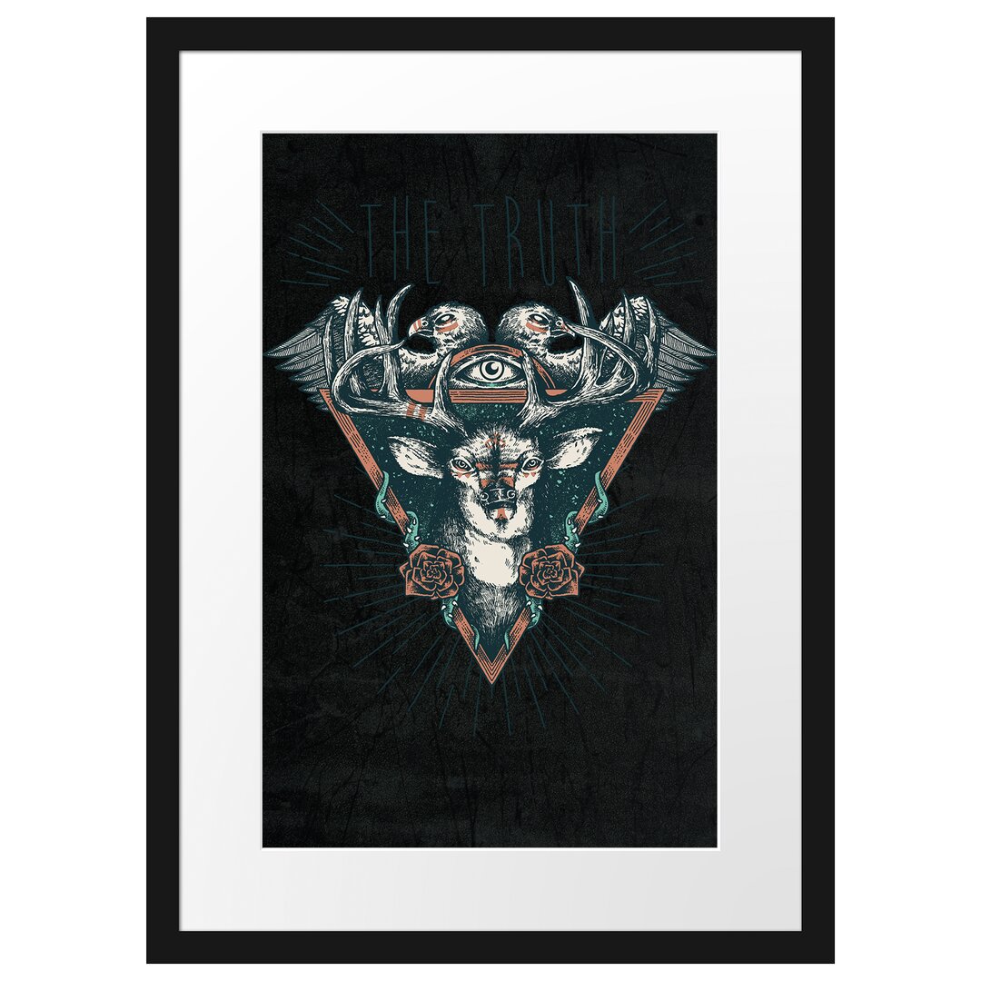 Gerahmtes Poster The Deer Black