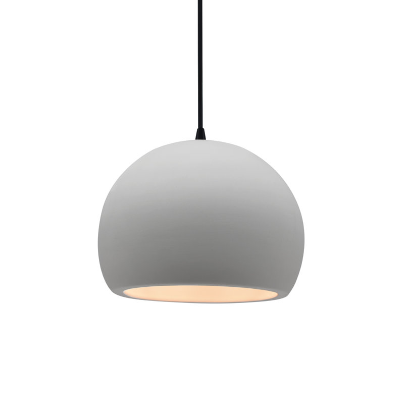 Luminaire suspendu à 1 lumière Aschwin, H 6 po x l 7 po x P 7 po, Bisque, Noir mat