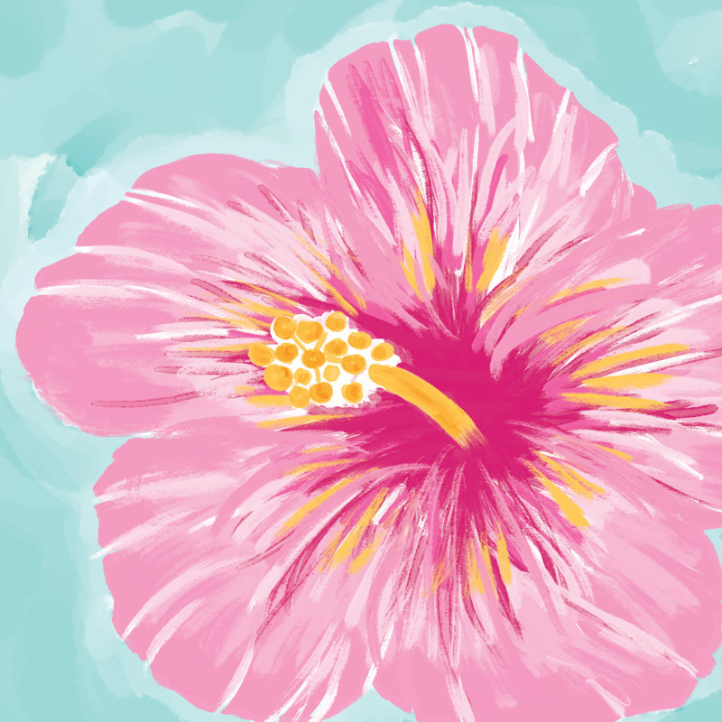 Hibiscus d'Hawaï - peinture sur toile tendue, H 30 po x l 30 po