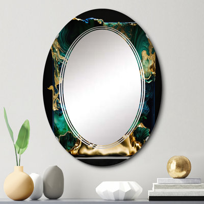 Phelia Abstract Geode Marble Green I - Abstract Marble Wall Mirror