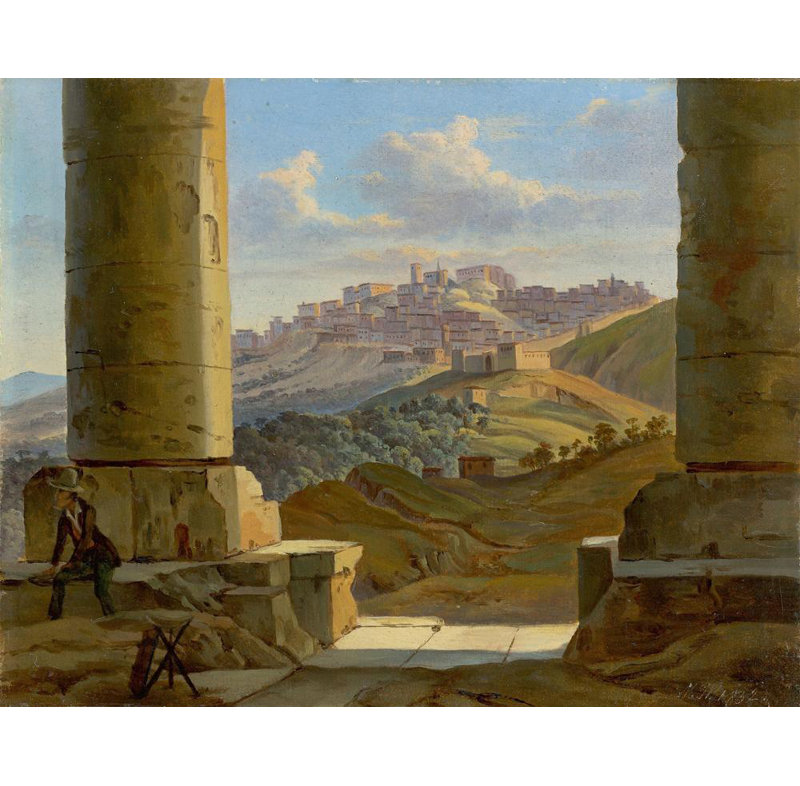 «Sicilian Landscape» par Gottlob Michael Wentzel - Art mural sur toile tendue avec châssis, H 48 po x l 33 po