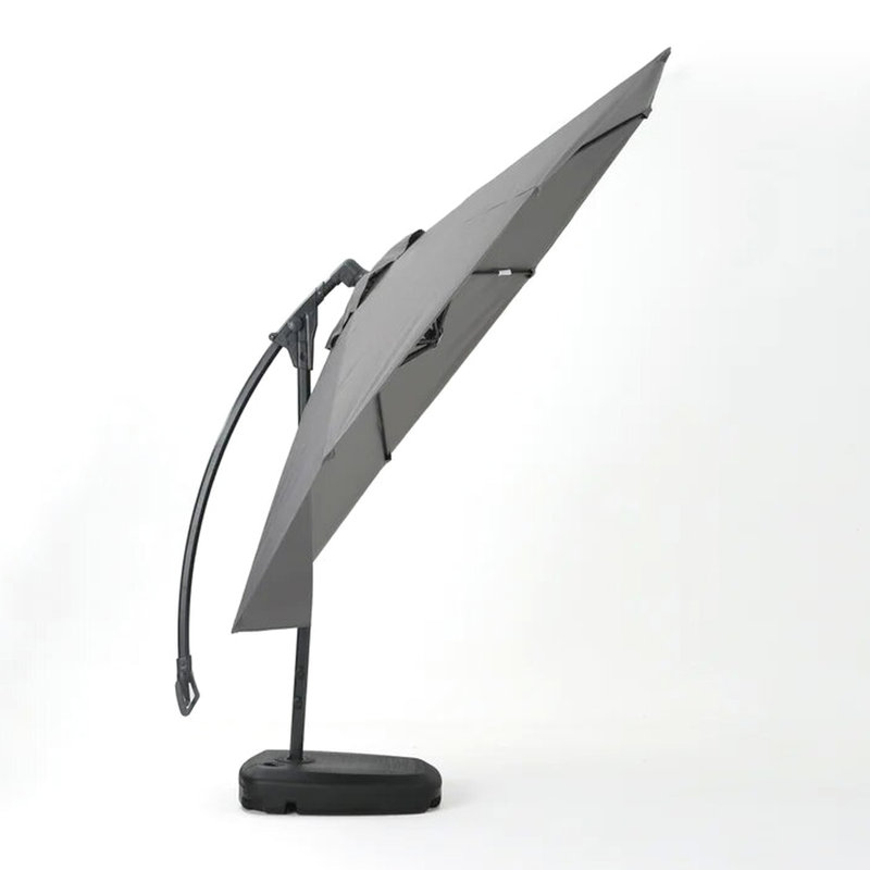 Parasol d'extérieur chic simple en forme de banane avec cadre en aluminium, pour temps doux, aluminium gris moderne, convient à une utilisation, temps