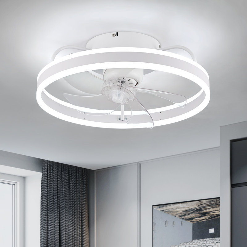 Ventilateur de plafond à DEL en acrylique de 19,7 po avec télécommande Firebaugh, Blanc
