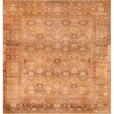 One-of-a-Kind Rectangle 15'8" X 17'4" 1900s Area Rug in Brown/Beige