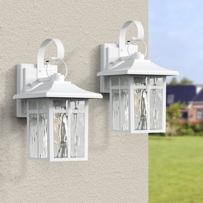 Dallas 13''H White Aluminum ETL Outdoor Wall Sconce with Dusk to Dawn