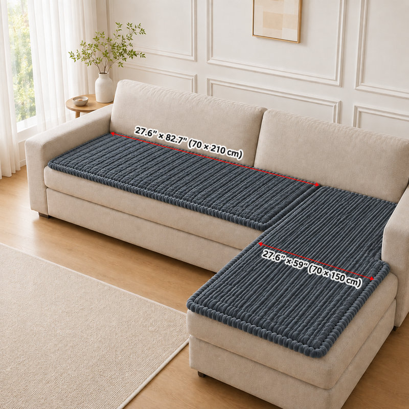 Housse pour canapé à coussins carrés, H 1,2 po x l 71 po x P 28 po, Gris foncé