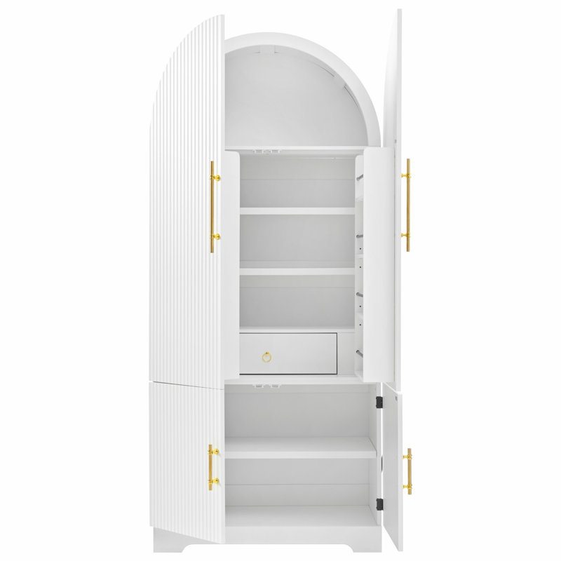 Grand garde-manger arqué de 72 po pour la cuisine, la salle à manger et la salle de bain, Blanc