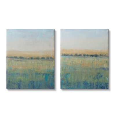 " Sunset Open Meadow Soft Green Floral Field " by Timothy O' Toole 2 - Pieces