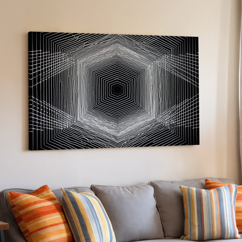 Reproduction d'art sur toile, une illusion optique envoûtante avec une série de carrés concentriques qui créent un sens de la perspective profonde