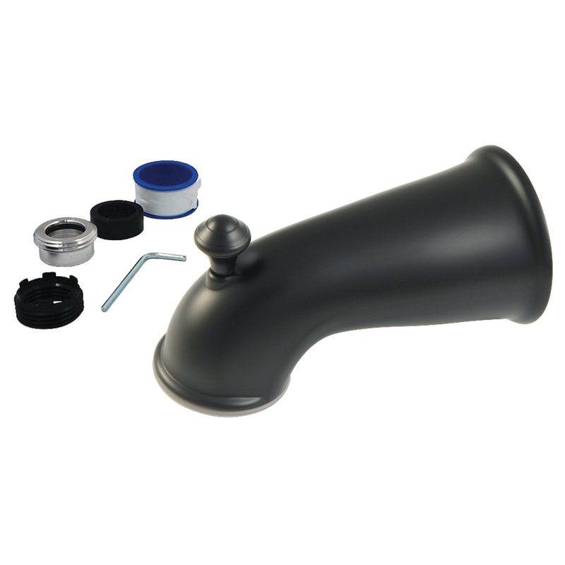 Kingston Brass Shower Scape 6-Inch Universal Diverter Tub Spout, Matte Black