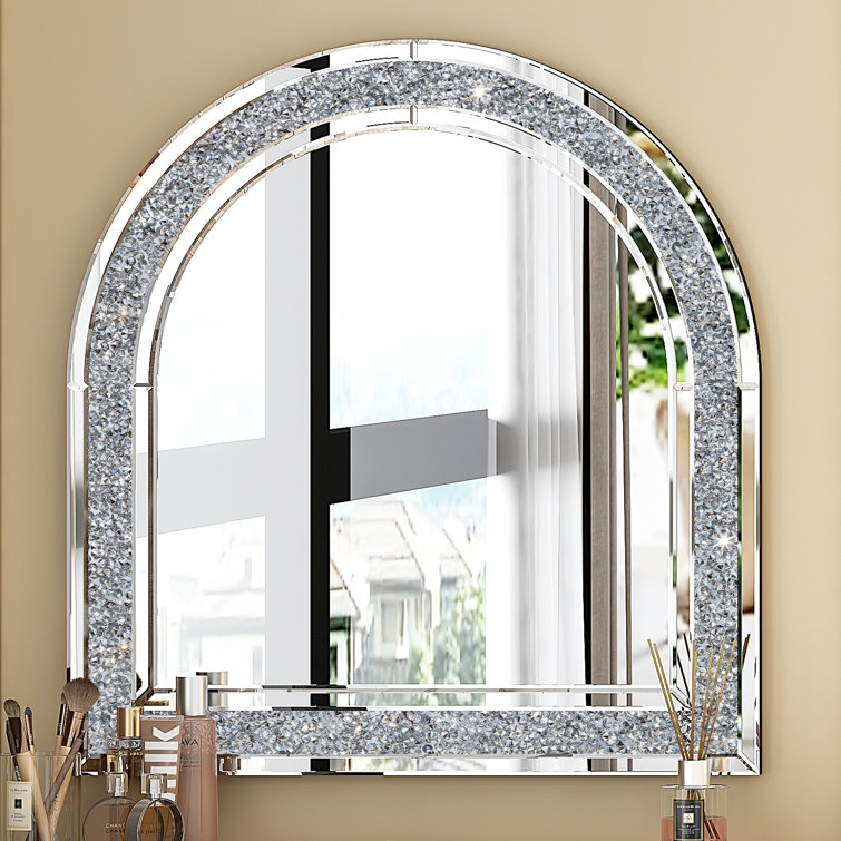 Crystal Tufted Mirror by Naomi Home-Color:Pink