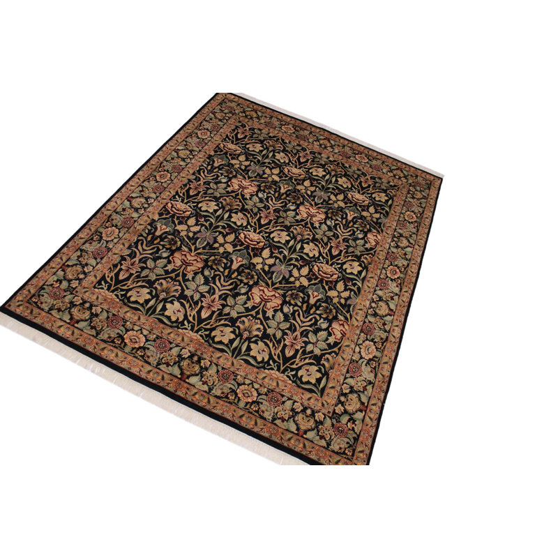 Tapis de surface en laine noir/brun 8 pi 2 po x 10 pi 4 po one-of-kind-noué la main Corwin