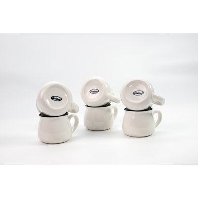 Bacimi Ceramic Espresso Mini Mugs W/Handles 3oz White with Black Rim